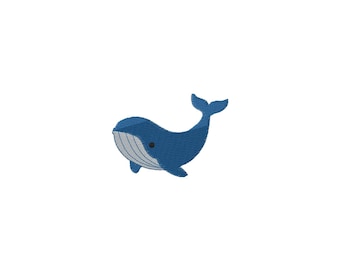 Mini Humpback Whale Machine Embroidery Design - 4Sizes - INSTANT DOWNLOAD - Embroidery File