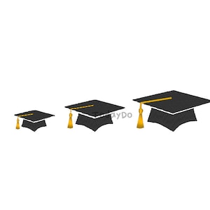 Diseño de bordado a máquina de sombrero de graduación en miniatura - 3 tamaños - DESCARGA INSTANTÁNEA