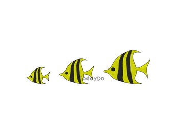 Mini Angelfish Machine Embroidery Design-4 Sizes-INSTANT DOWNLOAD