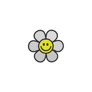 Mini blommaleende, prästkrageleende, emoji glatt blommaleende maskinbroderidesign - 4 storlekar - DIREKT NEDLADDNING - Broderifil