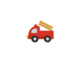 Mini Fire Truck Machine Embroidery Design - 4Sizes - INSTANT DOWNLOAD - Embroidery File