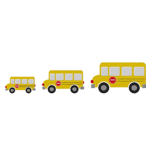 Mini School Bus Machine Embroidery Design - 3 Sizes - INSTANT DOWNLOAD