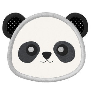 Panda Face Apllique Stitch Machine Embroidery Design-INSTANT DOWNLOAD