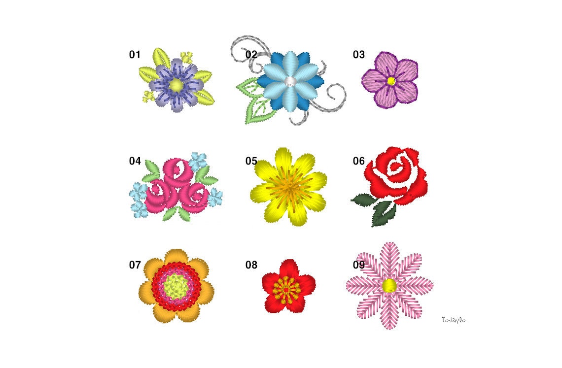 Mini Flowers Machine Embroidery Design 9 Designs INSTANT | Etsy