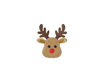 Mini Reindeer Face Machine Embroidery Design- 3Sizes - INSTANT DOWNLOAD - Embroidery File