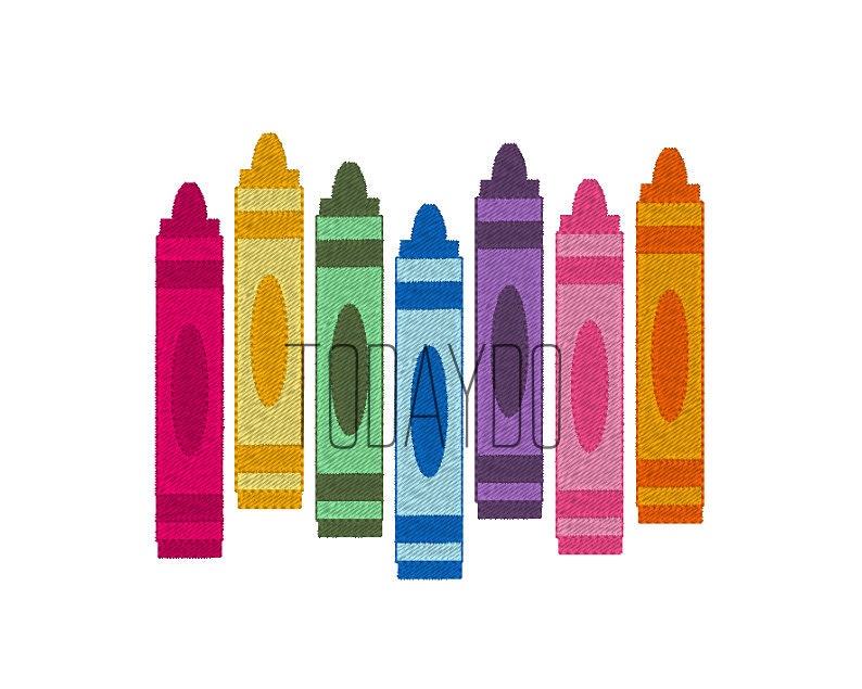 Crayola Embroidery Design Crayon Embroidery 3Sizes Etsy