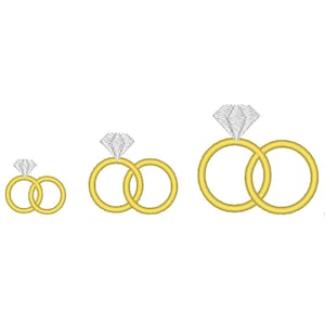 Mini Wedding Rings Machine Embroidery Design - INSTANT DOWNLOAD- 3sizes
