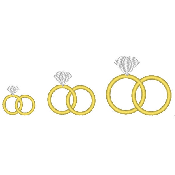 Mini Wedding Rings Machine Embroidery Design - INSTANT DOWNLOAD- 3sizes