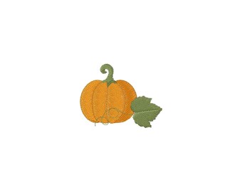 Mini Pumpkin with Leaf Machine Embroidery Design - 4Sizes - INSTANT DOWNLOAD - Embroidery File
