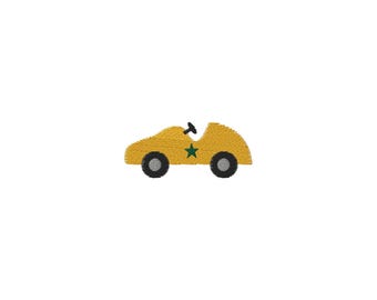 Disegno per ricamo a macchina di una mini auto da corsa - 4 misure - DOWNLOAD IMMEDIATO - File di ricamo
