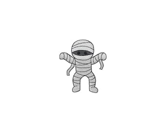 Mini Halloween mummie borduurpatroon voor de borduurmachine - 4 maten - DIRECTE DOWNLOAD - Borduurbestand