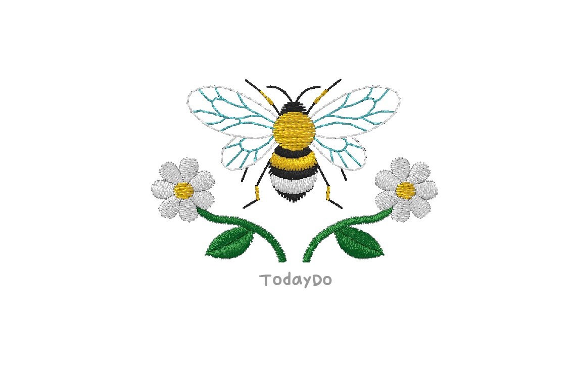 Bumble bee  daisy flowers border machine embroidery design  etsy Bumble bee  daisy flowers border machine embroidery design  etsy