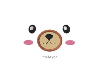 Bear Face Applique Machine Embroidery Design - 5Sizes - INSTANT DOWNLOAD - Embroidery File