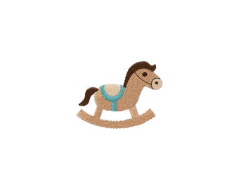 Mini Rocking Horse Machine Embroidery Design- 3Sizes- INSTANT DOWNLOAD - Embroidery File