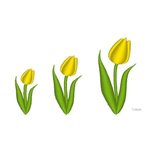 Design de bordado de máquina de haste de mini tulipa-2 designs-DOWNLOAD INSTANTÂNEO-3 tamanhos