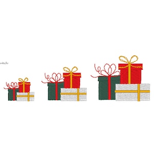 Mini Christmas Gift Machine Embroidery Design- 3Sizes- INSTANT DOWNLOAD