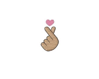 Mini Korean Finger Heart Machine Embroidery Design-4Sizes-INSTANT DOWNLOAD - Embroidery File