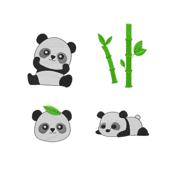 Mini Panda Set Machine Embroidery Design-INSTANT DOWNLOAD