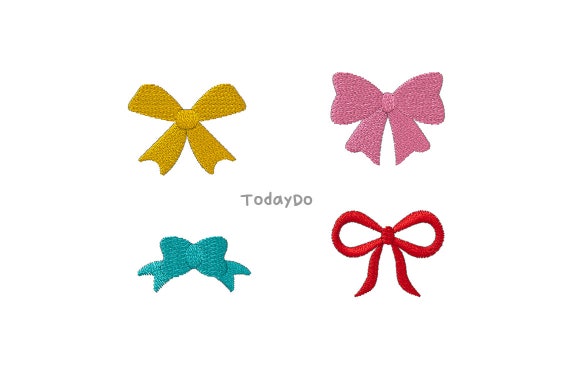 Mini Bow Machine Embroidery Design Set - 4Sizes - INSTANT DOWNLOAD - Embroidery File