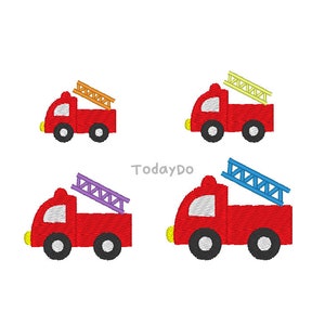 Mini Fire Truck Machine Embroidery Design - 4Sizes - INSTANT DOWNLOAD