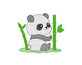 Bamboo Panda Quick Stitch Machine Embroidery Design-INSTANT DOWNLOAD