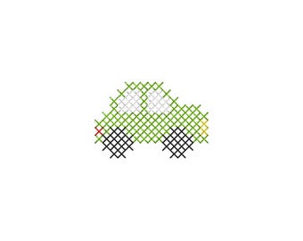 Mini auto kruissteek borduurpatroon voor de borduurmachine - 4 maten - DIRECTE DOWNLOAD - Borduurbestand