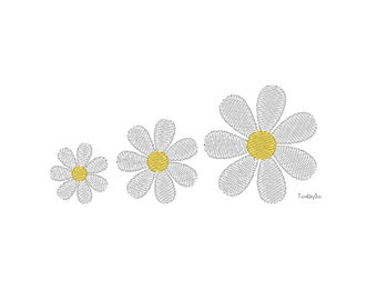 Mini Daisy Flower Machine Embroidery Design - 3Sizes - INSTANT DOWNLOAD