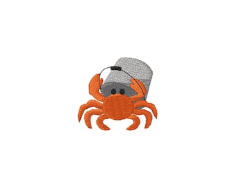 Mini Crab with Bucket Machine Embroidery Design - 4Sizes - INSTANT DOWNLOAD - Embroidery File