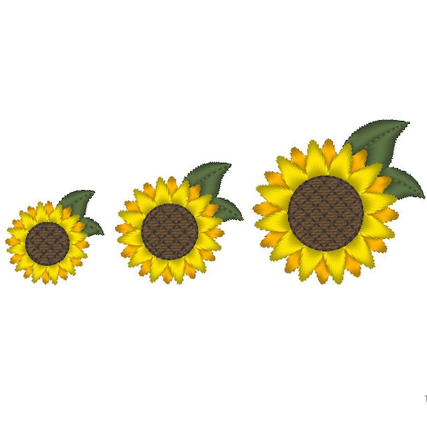 Mini Sonnenblume Stickdatei Maschinenstickerei-SOFORT DOWNLOAD-3 größen