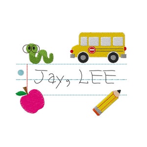 Back to School Set (Lined Handwriting  Notepad, Apple, Worm, Pencil, School Bus, Name tag)- INSTANT DOWNLOAD