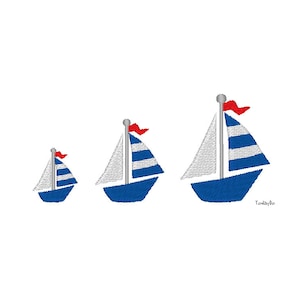 Mini Sailboat Machine Embroidery Design-INSTANT DOWNLOAD-3 sizes
