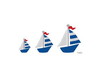 Mini Sailboat Machine Embroidery Design-INSTANT DOWNLOAD-3 sizes