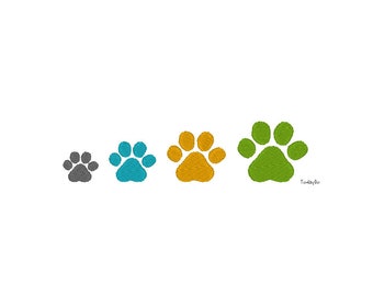 Mini Paw Print Machine Embroidery Design-2 Designs-INSTANT DOWNLOAD-4 sizes