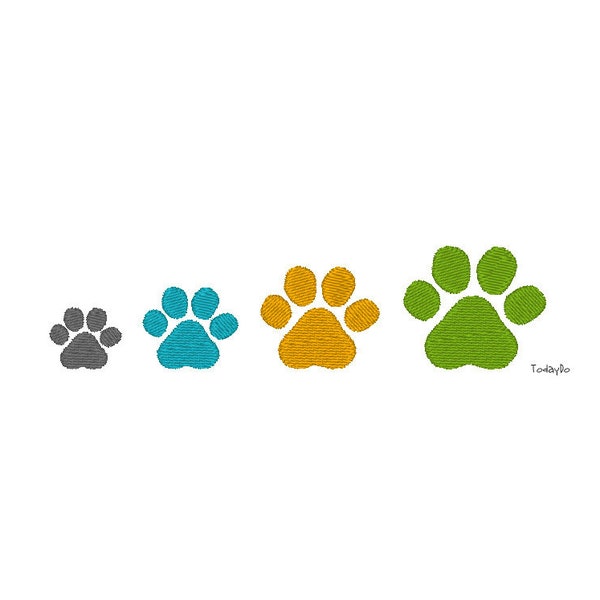 Mini Paw Print Machine Embroidery Design-2 Designs-INSTANT DOWNLOAD-4 sizes