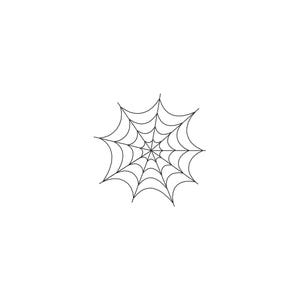 May include: A black spider web design on a white background. The web is a symmetrical, circular pattern with radiating lines and concentric circles, perfect for Halloween or spooky-themed crafts.