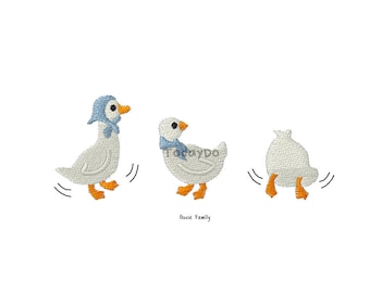 Mini Goose family Machine Embroidery Design - 4Designs & 3Sizes - INSTANT DOWNLOAD - Embroidery File