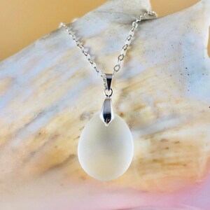 Sterling Silver Sea Glass Pendant Necklace - Unisex Beach Jewelry