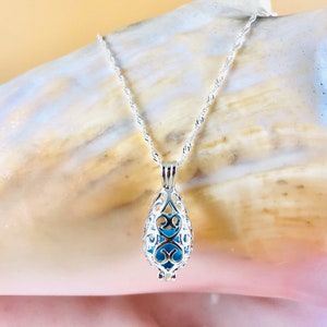 Bright Silver Teardrop Locket - Sterling Silver Necklace - Diffuser Jewelry - Aromatherapy Essential Oil Jewelry - Teardrop Pendant - Silver