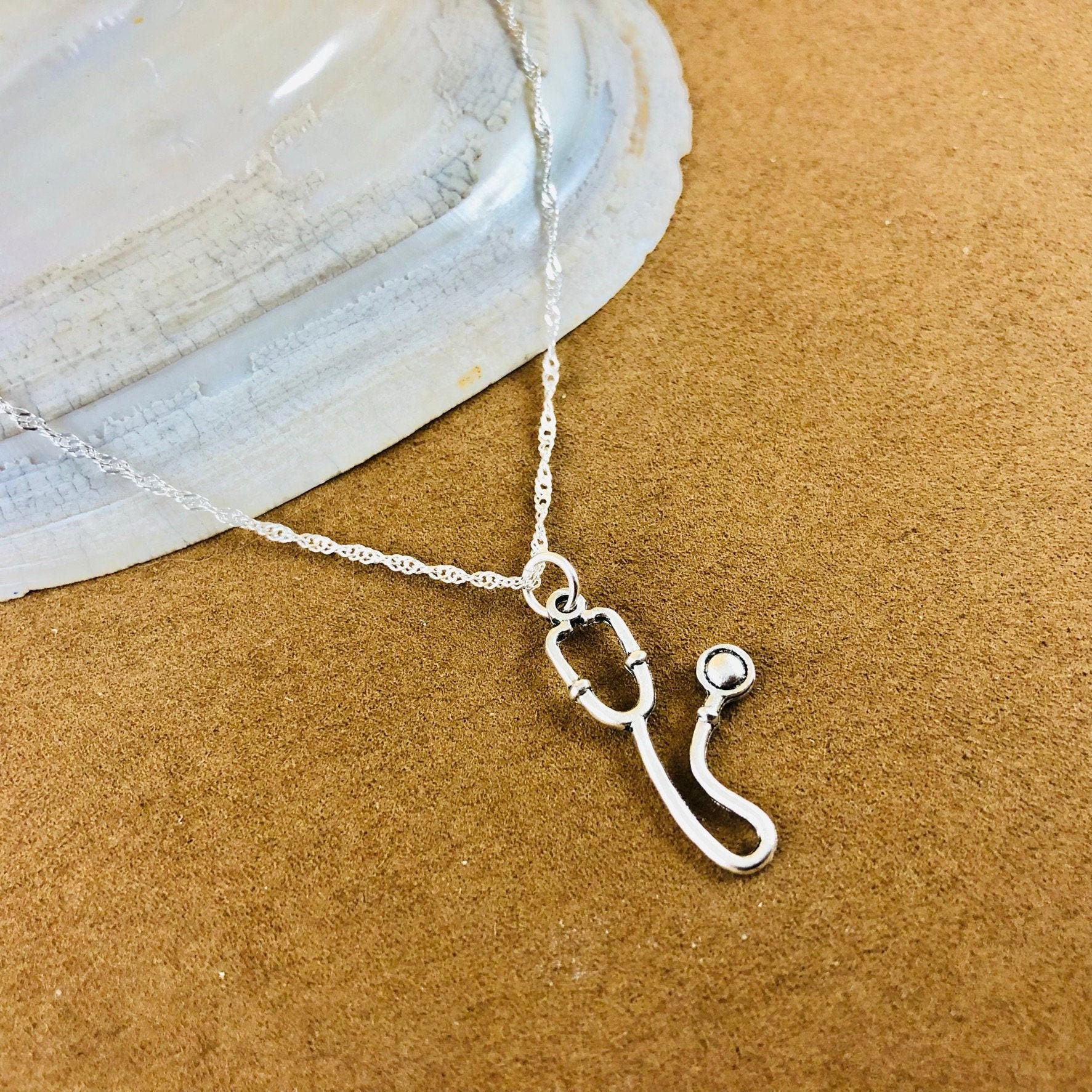 Stethoscope Charm Necklace Stethoscope Pendant Nurse Etsy