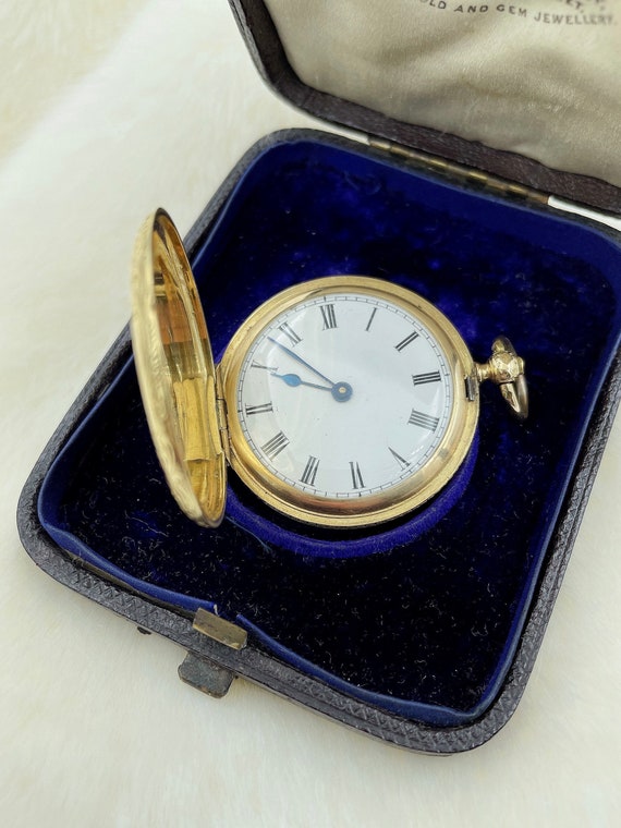 Lady Gold Pocket Watch With Sugar Agate With Bloo… - image 5