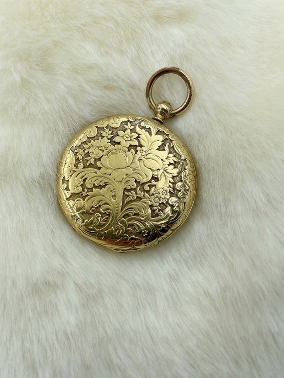 Lady Gold Pocket Watch With Sugar Agate With Bloo… - image 3