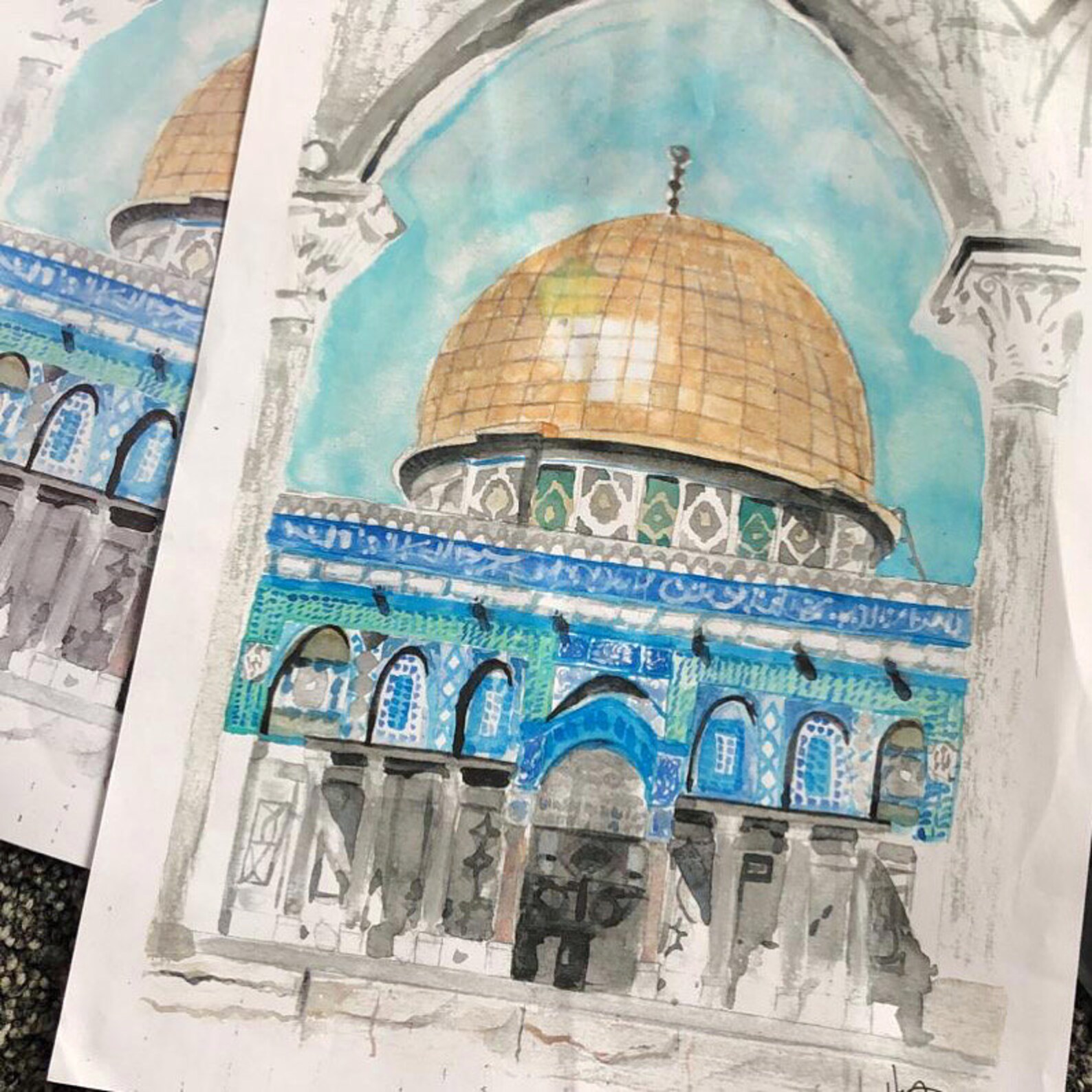 Dome of the Rock Print From My Original Watercolour Painting - Etsy