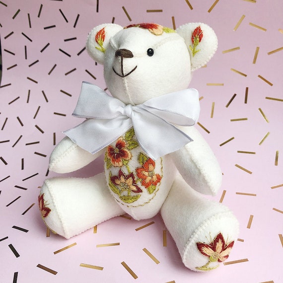 teddy bear with embroidered name