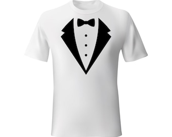 Camisetas para fiestas de bodas: diseños personalizados de pajaritas y esmóquines para padrinos de boda