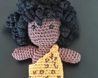 Crochet doll by CottonCloudies - doll slove, dark-skinned with short black hair