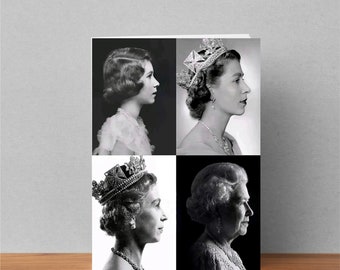 Queen Elizabeth Greeting Card, The Queen Greeting Card, Personalised Cards, HM Queen Elizabeth II, Queen Elizabeth II portrait, Elizabeth