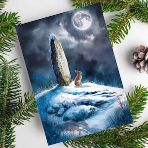 Pagan Yule Card-Winter Solstice Hare Art-Personalised Cards-Pagan Cards-Pagan Christmas Card-Pagan Xmas Card-Yule Card-Pagan Yule Gifts