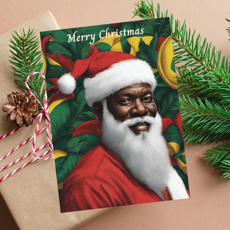 Black Santa Claus Christmas Cards 