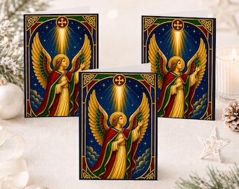 Christmas Angel Cards 3 Pack, Christian Religious Greeting, Celtic Xmas, Faith Based Greeting Set