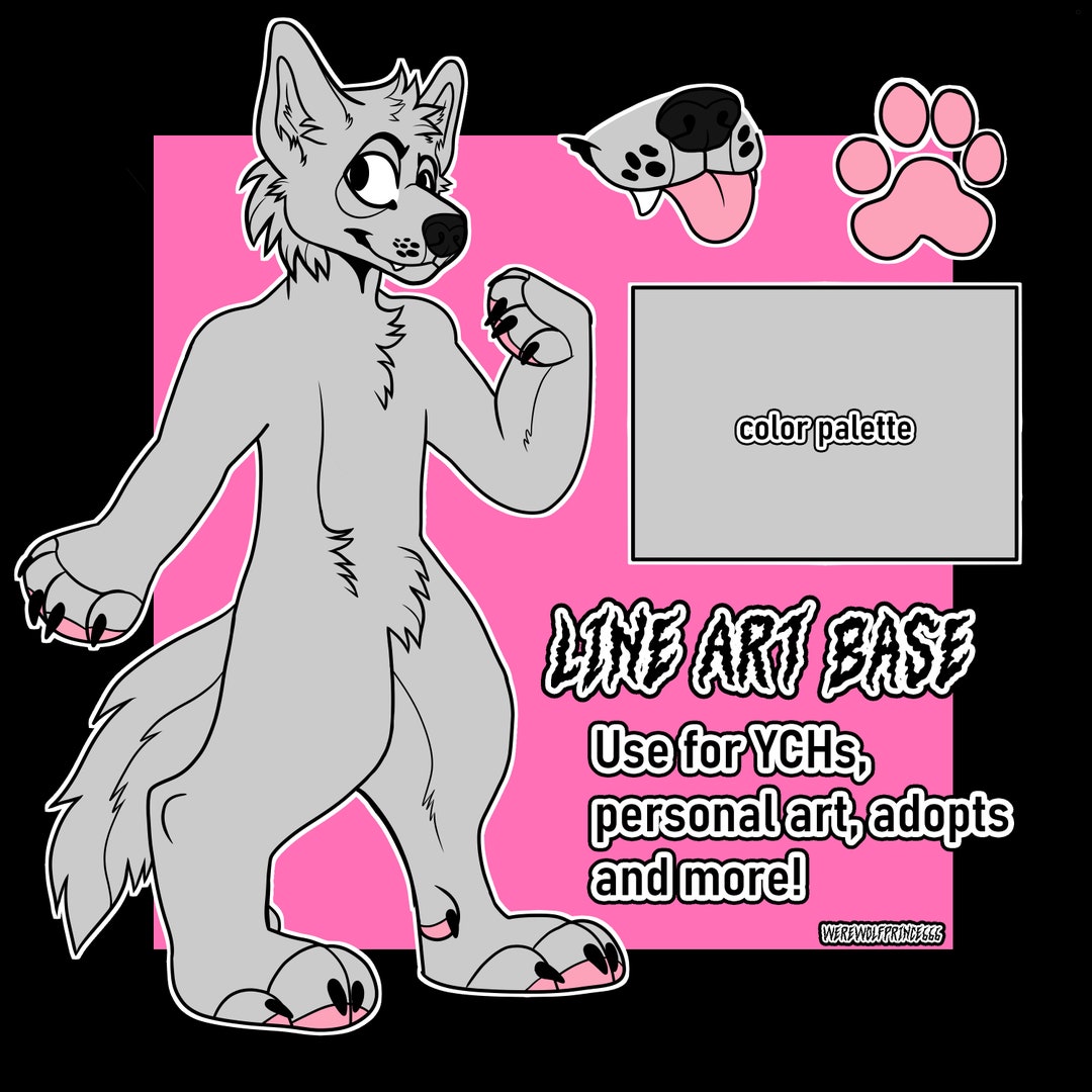 Furry Character Reference Sheet Line Art Base for Adopts and Fursona - Etsy